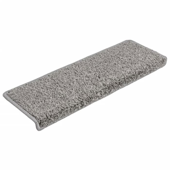 VidaXL Tapis d'escalier 10 pièces 65 x 21 x 4 cm Gris Bord rectangulaire 149815