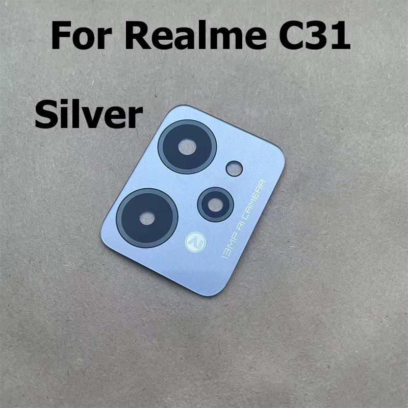 New For Realme C31 Rear Back Camera Glass Lens Cover With Glue Sticker Repair Parts RMX3501