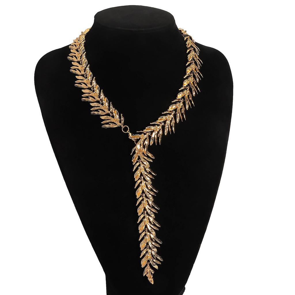 Collana con Nappa a Foglia Metallica ZAA da Donna, Gioielli Eleganti Bohémien per Celebrazioni, Accessori per Vacanze Estive, Festival, Matrimoni