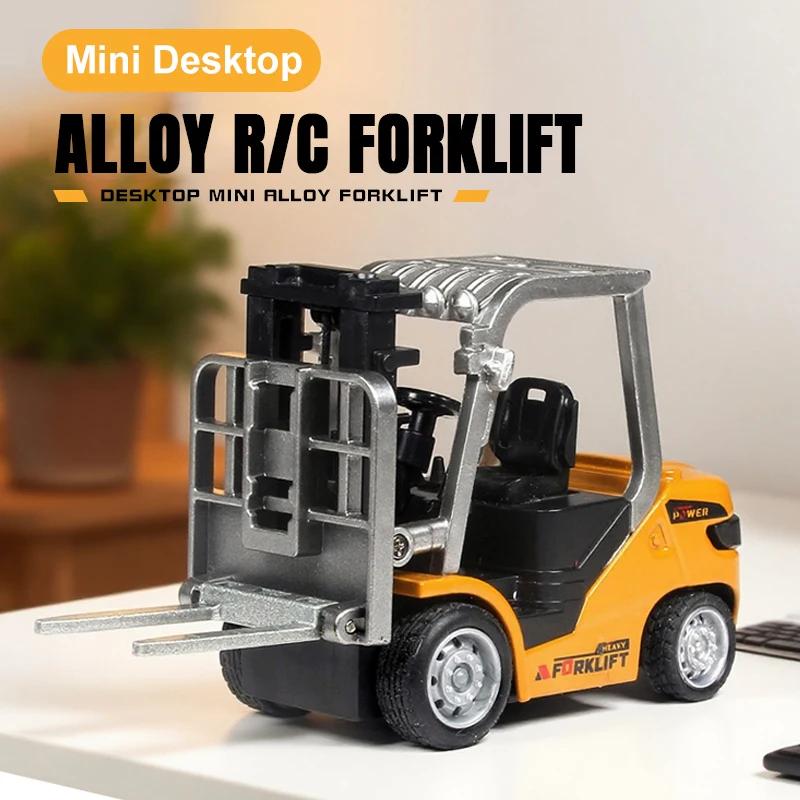 Mini RC Forklift 1/64 Alloy Desktop Remote Controlled Car Toy Engineering Vehicle App Control Cars Trucks Christmas Gifts Kids