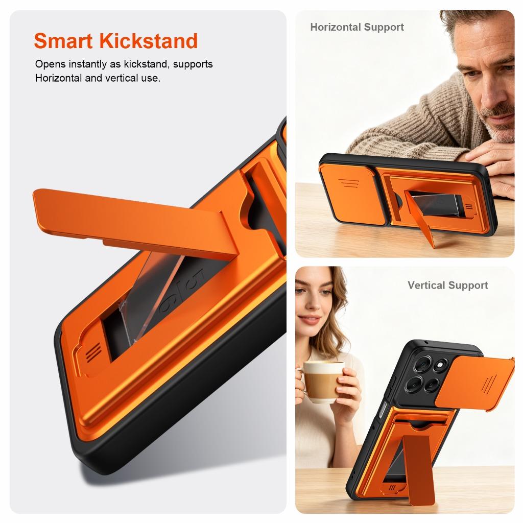 Handyhülle mit Schiebe-Kameraabdeckung Kartenhalter für Motorola Edge 70 Ultra 60 Pro 50 Fusion Signature Moto X70 Air G86 Power G85