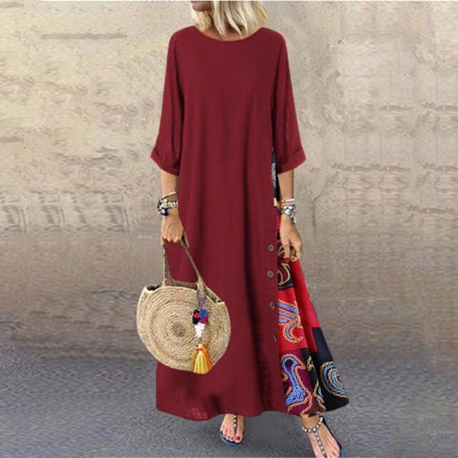 Dress Style Ethnic For Vintage Women Long Dress Loose Fashion Casual Elegant Women Clothing Clothes Streetwear Plus Size