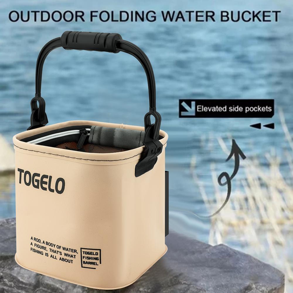 8L/13L Collapsible Bucket, Portable Waterproof Fishing Camping Bucket, Foldable Pail with Ergonomic Handle Outdoor Gear Tool