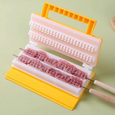 New Double Row BBQ Meat Skewer Machine Multifunctional Reusable Plastic BBQ Skewer Maker Kebab Tool Kitchen Accessories Camping