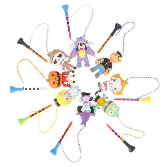 1 Set 83MM Golf Tee with Anti-lost Cartoon Tee Hanger Sharp Tip Golf Ball Holder Golf Training Aid Spike Golf Accessories Golfer Gifts