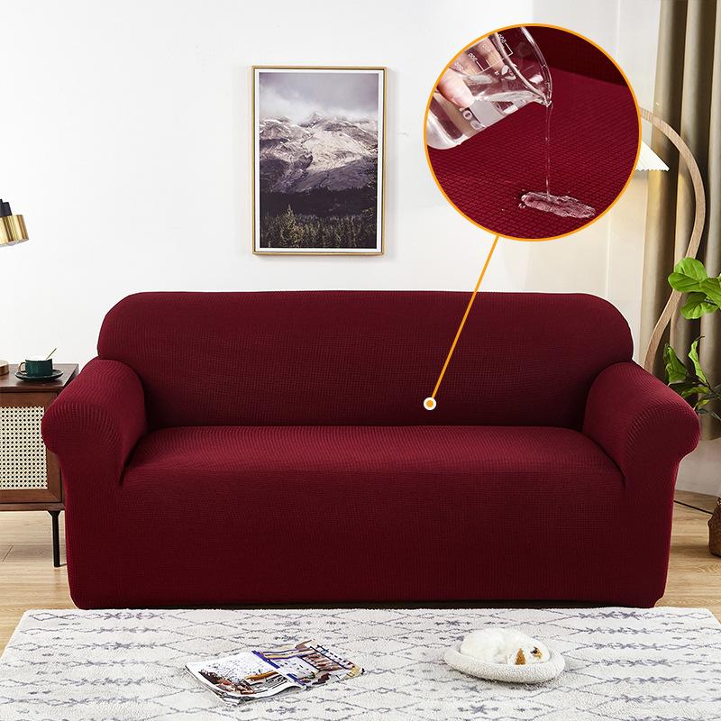 Elastic Solid Color Waffle Waterproof Sofa Cover Living Room Princess Sofa Cushion Cover Sofa Towel Home Protective Cover