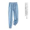 Tencel Casual Pants Spring & Fall New Arrival Foreign Trade Women's Clothing Elastic Waistband Lace-up Pocket Drawstring Thin Pants 27651