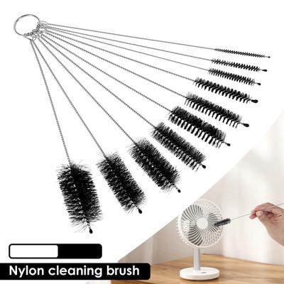 10Pcs Nylon Straw Brush Set Long Handle Pipe Tube Cleaner Multi-use Cup Bottle Cleaning Brushes Kit Household Clean Tools