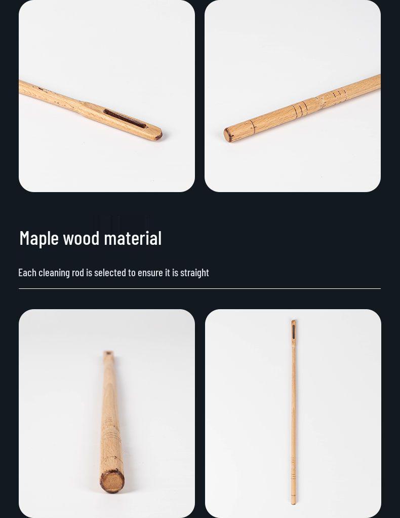 Maple Wood Flute Cleaning Rod with Inner Wall Wiping Cloth for Instrument Maintenance