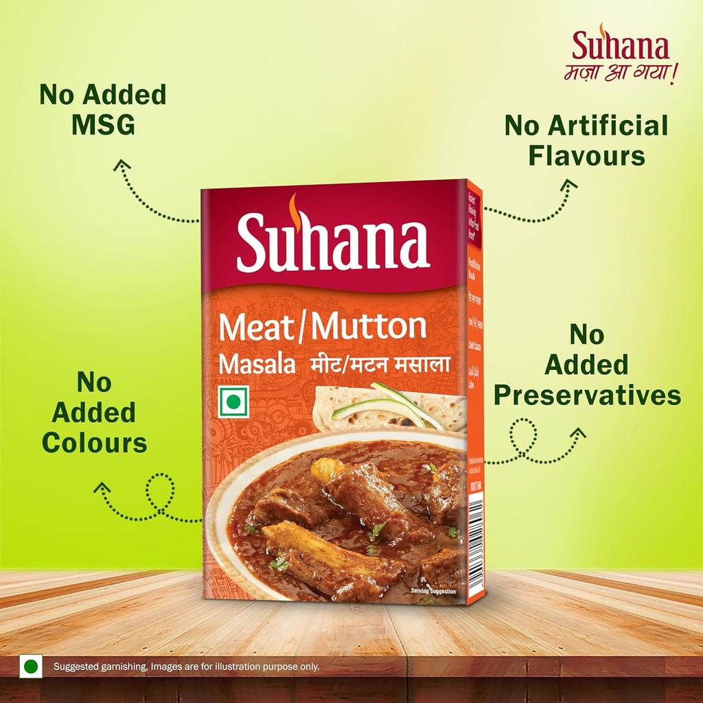 Suhana Mutton Meat Masala 2 x 200 G Pouches For Rich Curry Gravy Roasted Meat And Homemade Cooking Meals
