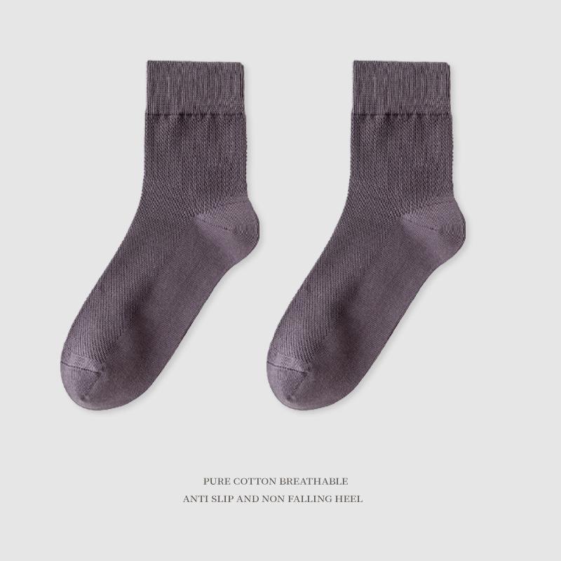 Men's Summer Thin Pure Cotton Mid-calf Socks, Mesh Breathable, Antibacterial and Deodorizing Spring and Autumn Casual Business Socks