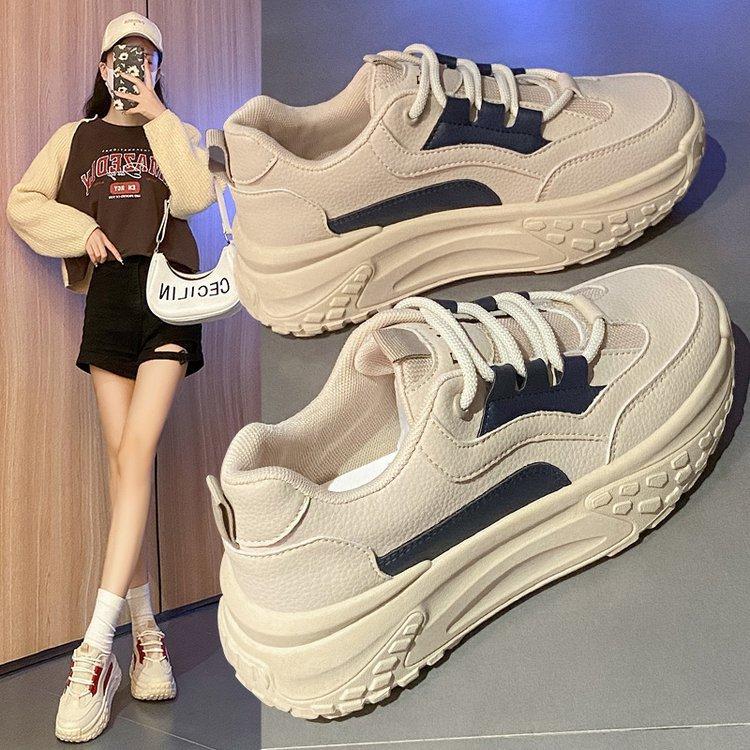 Korean Style White Shoes Women's  Autumn New Ins Student Leisure Street Shot Shoes Women's Platform Heightened Sneakers