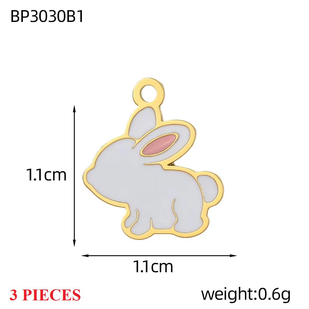 3PCS/LOT CARLIDANA Enamel Turtle Rabbit Bear Charms, Colored Stainless Steel Pendants for Women DIY Necklace Jewelry
