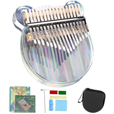 Yoseka 17 Transparent Thumb Acrylic Includes Tuning Storage Japanese and Cleaning Cloth 17 Rainbow Kalimba, Keys, Crystal, Colorful, Piano, Material,