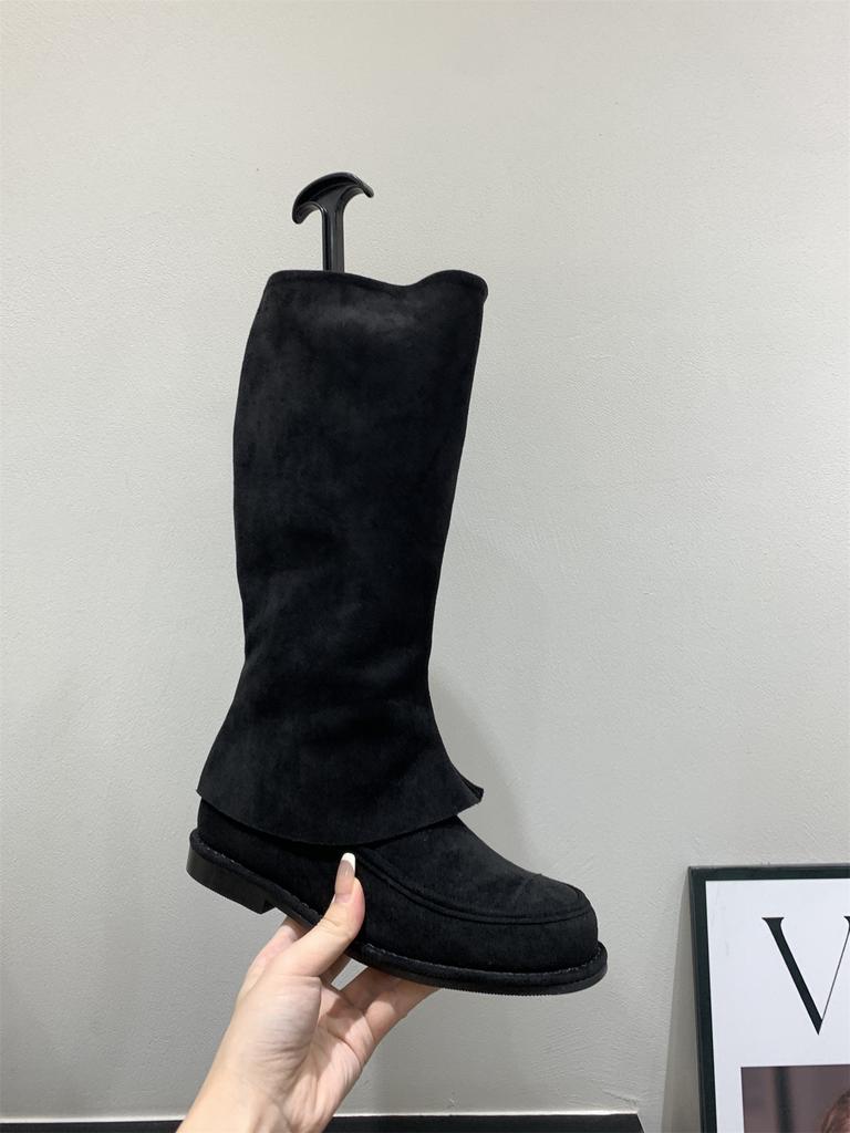 Khaki Pants Tube Boots Knight Boots Women's Boots 2025 Autumn and Winter Vintage Suede Skinny Boots Medium Boots
