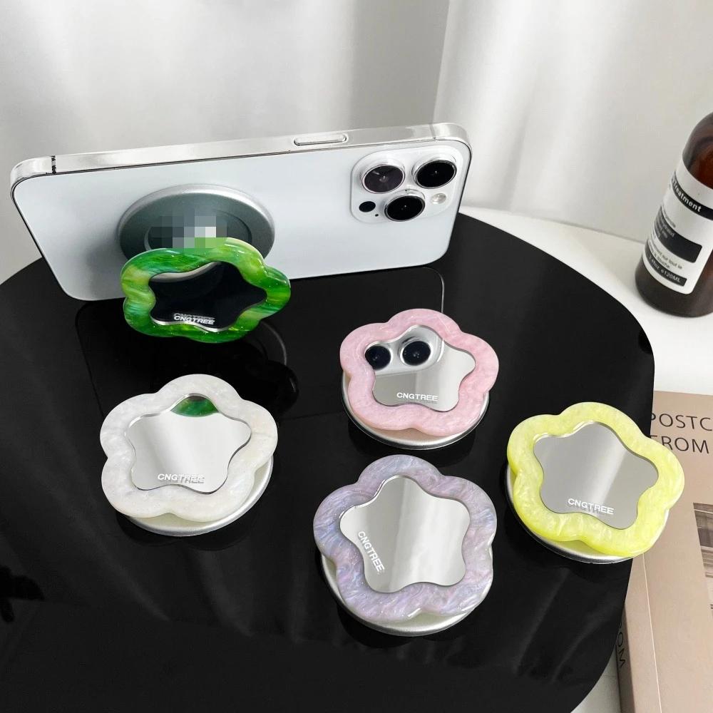 Elegant Flower Mirror For Magsafe Magnetic Phone Stand For iPhone 17 Foldable Phone Case Holder Ring Kickstand