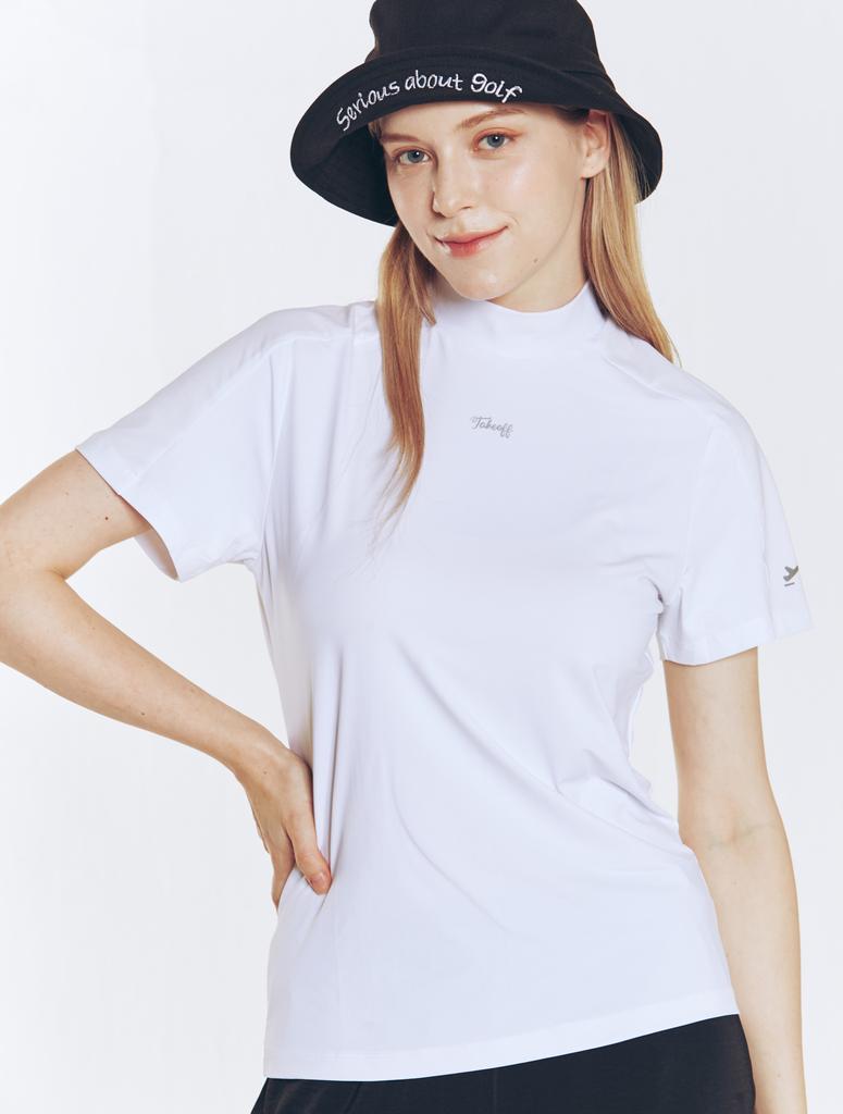 TAKEOFF Basic Short Sleeve Half Neck T-Shirt (White)