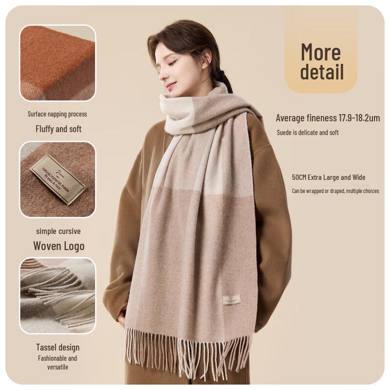 JIUMU Women's 100% Pure Wool Scarf & Shawl
