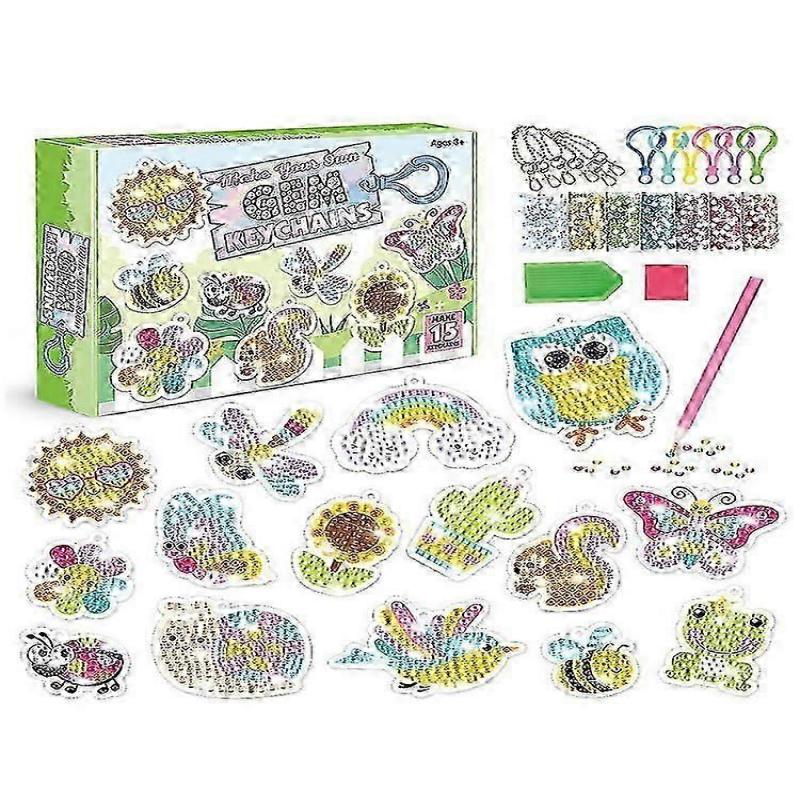 Portachiavi Pittura Diamante 5d Fai da Te Kit Pittura Diamante Artigianato con Diamanti Ornamenti da Appendere per Artigianato per Bambini Decorazioni Familiari