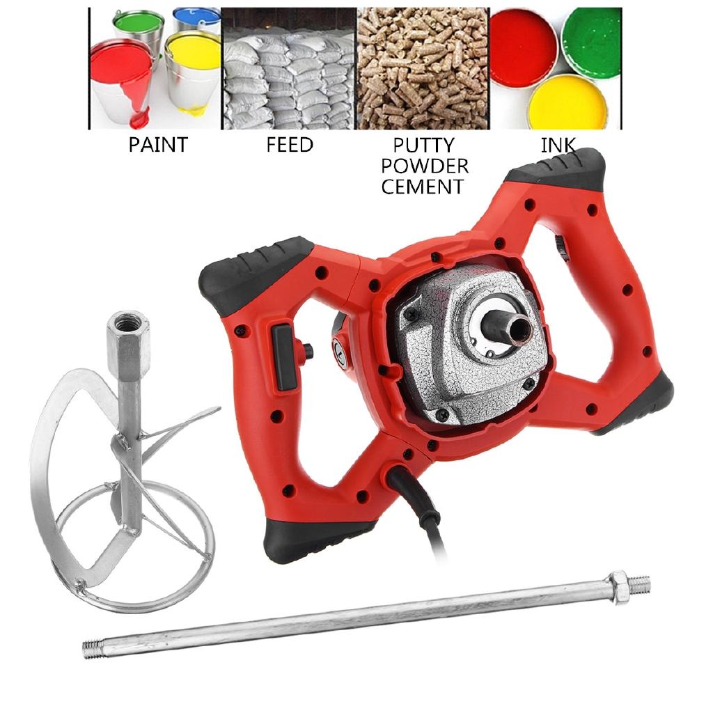 Electric Mortar Mixer 1600W 6 Speed Paint Cement Handheld Stirrer Paint Cement Grout Mixing Tool Low Gear US Plug New