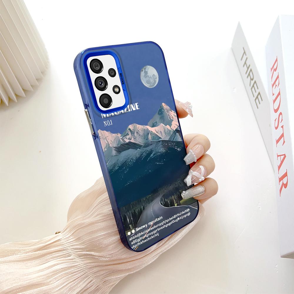 

Окрашенный узор, цветной серебристый, двухсторонний, жесткий, противоударный чехол для телефона Samsung Samsung A12 синий