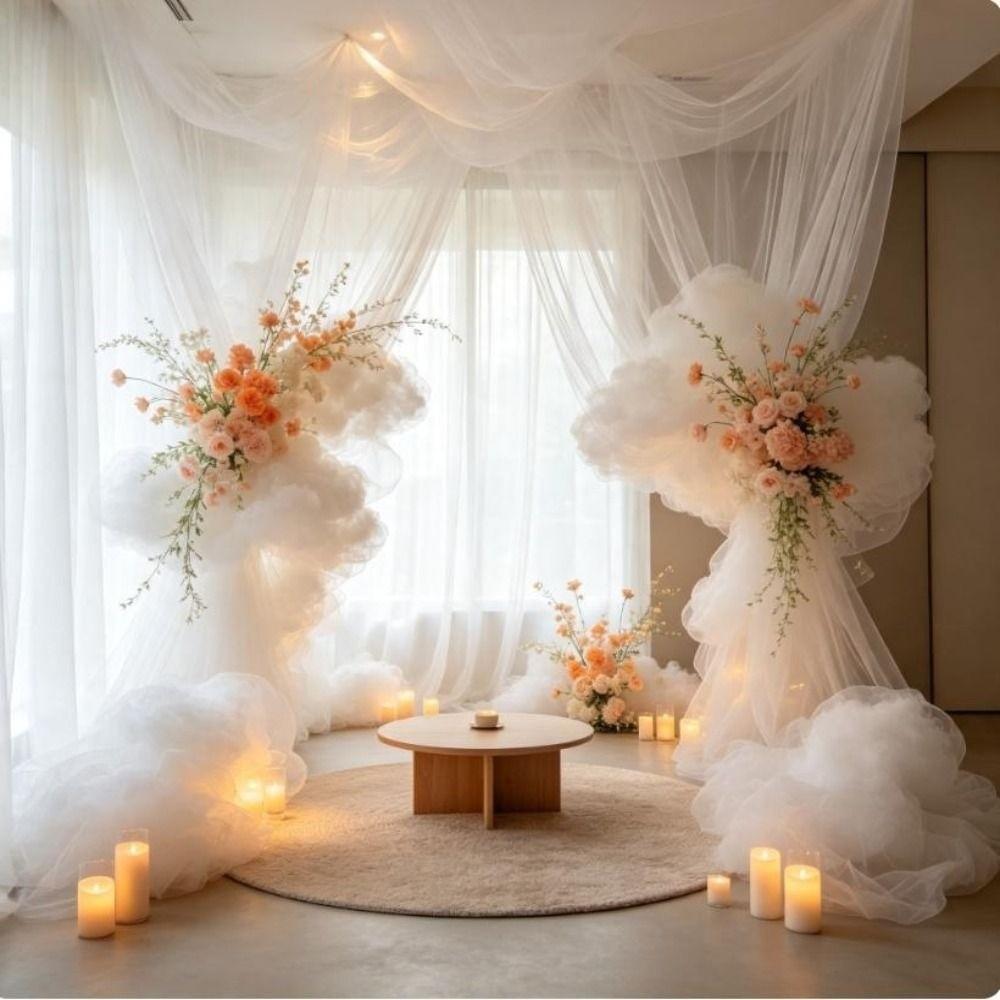 Transparent Sheer Mesh Curtains Event Backdrop Backdrop Curtain Multi-purpose Halloween Decor  Home