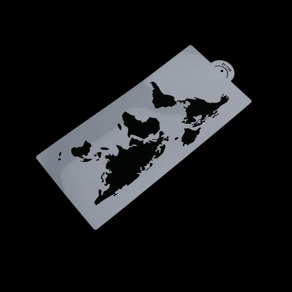Cake Border DIY Template Plastic Art Fondant Molds Cake Stencil Cake Decorating Tool World Map