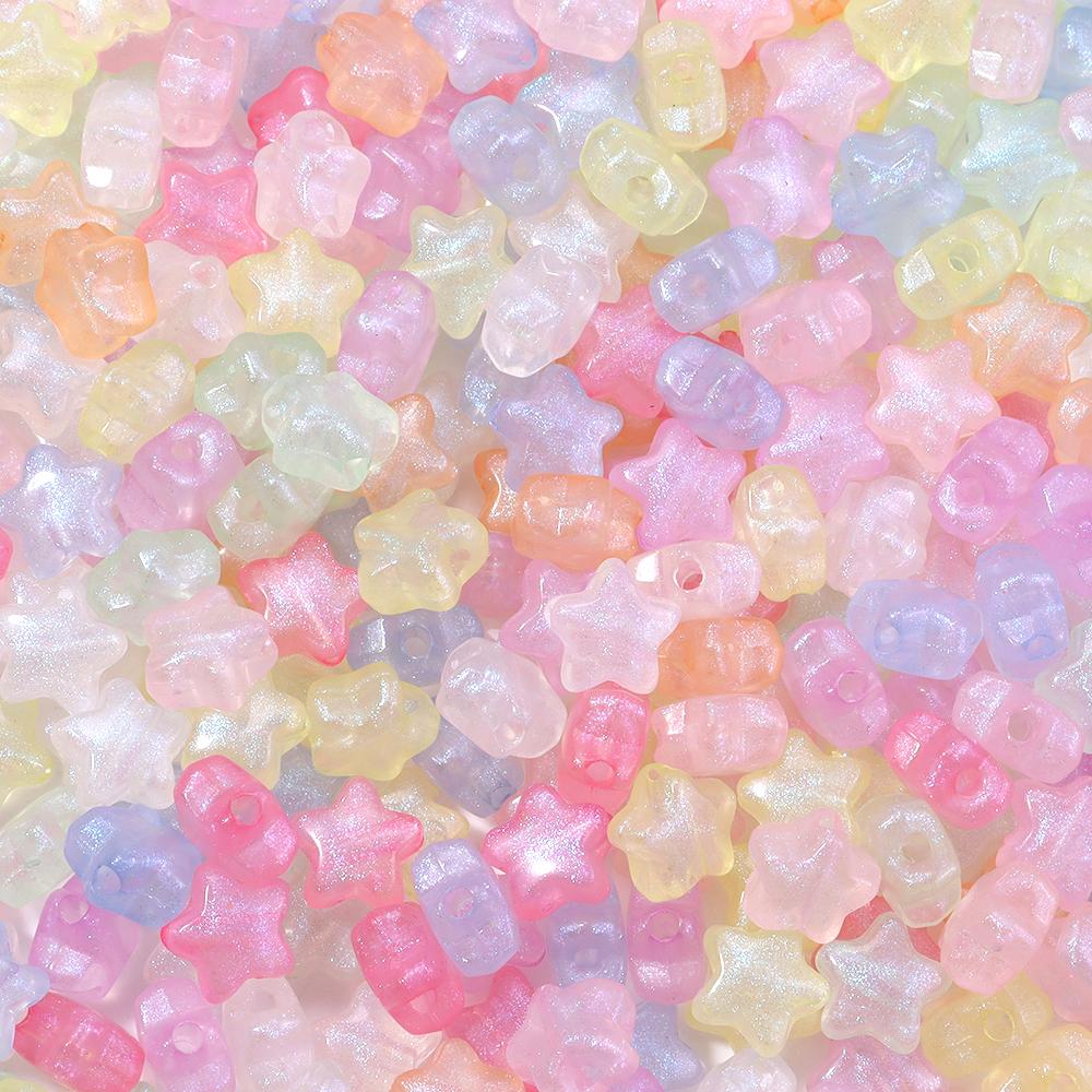 100pcs 10mm Mermaid Color Acrylic Luminous Beads Colored Stars Loose Spacer Bead For DIY Bracelet Necklace Accessories Wholesale