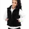 Women's Fur Vest Sleeveless Teddy Bear Zipper Pockets Black Xl