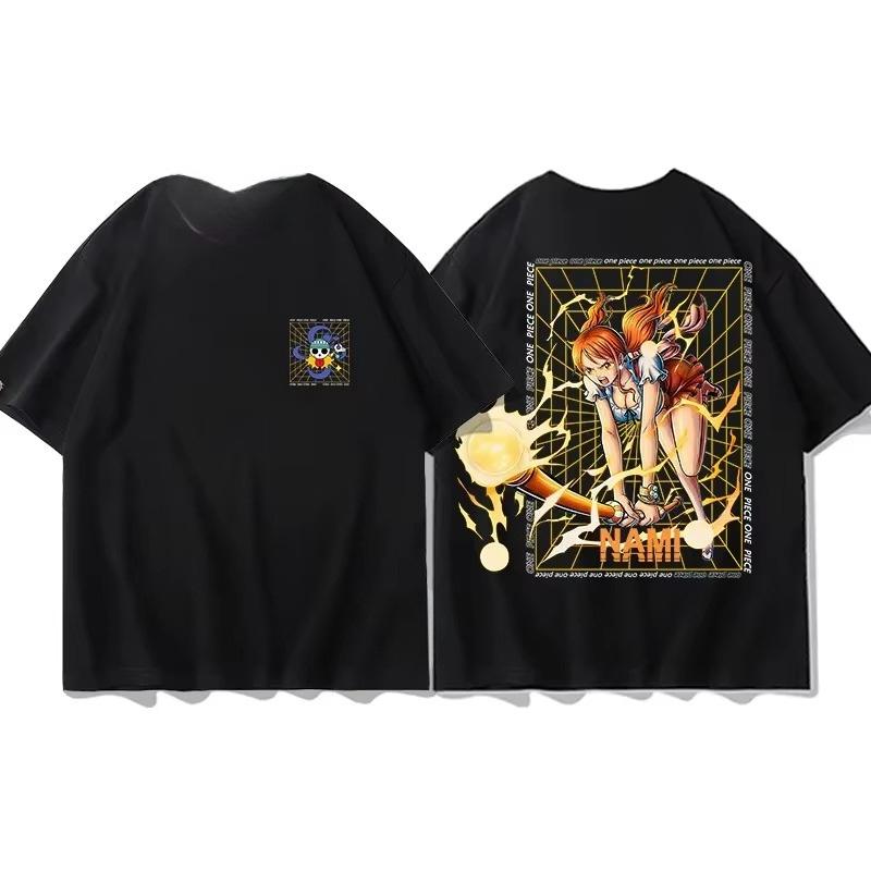 One Piece 2026 New Hot Portgas D Ace Unisex Tshirt Summer New Anime Doublesided Printed Casual Parentchild Shirt