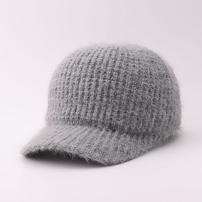 Winter New Plush Knitted Baseball Cap Simple Warm Curved Brim Cap