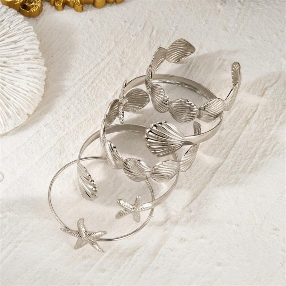 Silver Arm Cuff Bracelets Gold Flower Upper Arm Bracelet for 5Pcs/Set Party