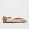 Rhinestone Bow Embellished Ballet Flats Women Comfortable Round Toe Mesh Mary Jane Shoe Luxury Designer Loafers Zapatos De Mujer