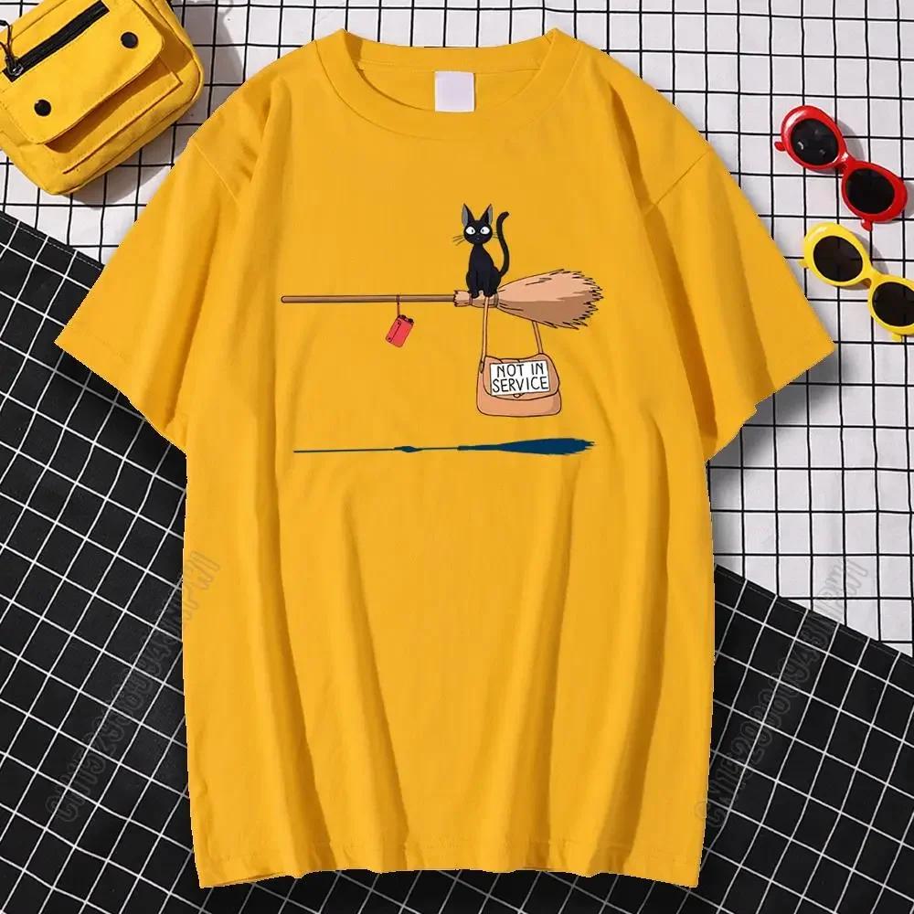 Cotton Breathable Childrens Tshirt 2026 Summer New Black Cat Jiji Printed Casual Parent Child Wear for Boys and Girls