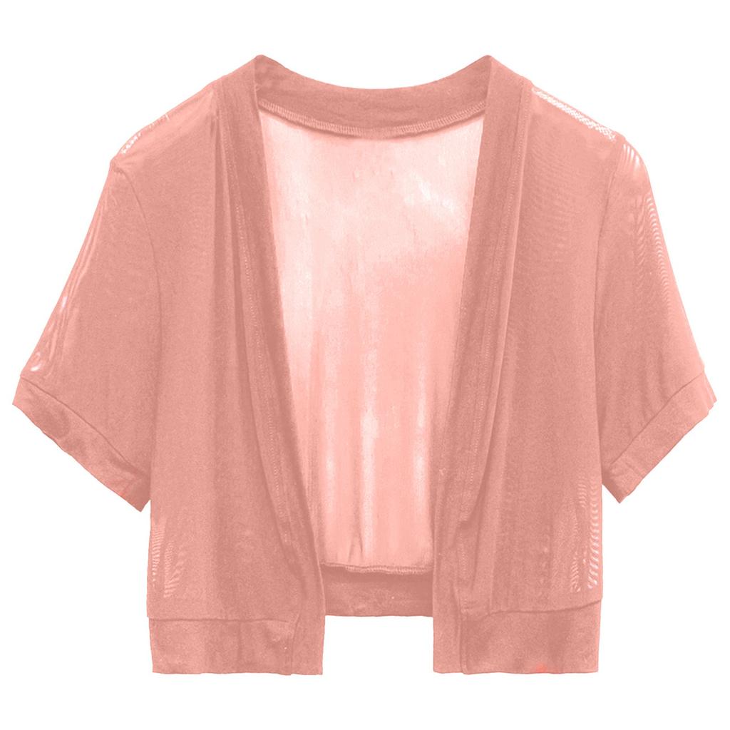 Women's Sheer Chiffon Bolero Jacket Short Sleeve Open Front Lightweight Shrug Cover Up for Casual and Formal Wear