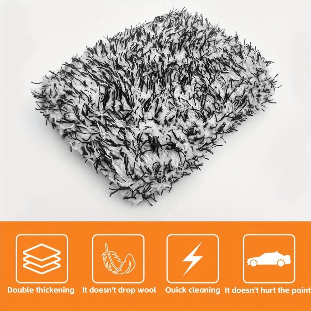Built-in Block Long Plush Car Wash Sponge, Microfiber Cleaning Sponge Pad, Car Care and Beauty Tool, Highly Absorbent and Stain-Removing