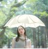 Because long petal UV umbrella, 58cm, design, protection, two-tone piping, beige, B-133200