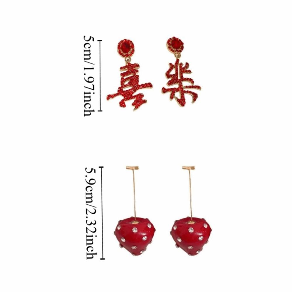 Rhinestone Chinese New Year Earrings Fashion Jewelry Red Drop Earrings  Wedding