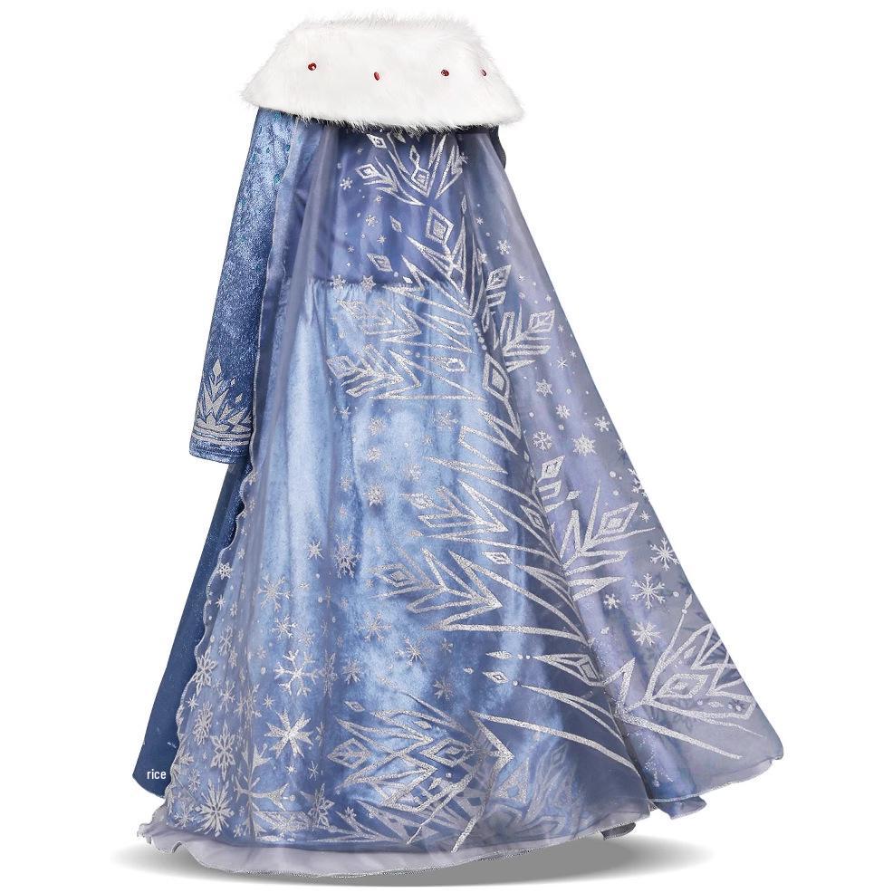 Velvet Elsa Princess Dress for Girls: Autumn/Winter Style with Puffy Skirt - Perfect for Performances and Christmas.