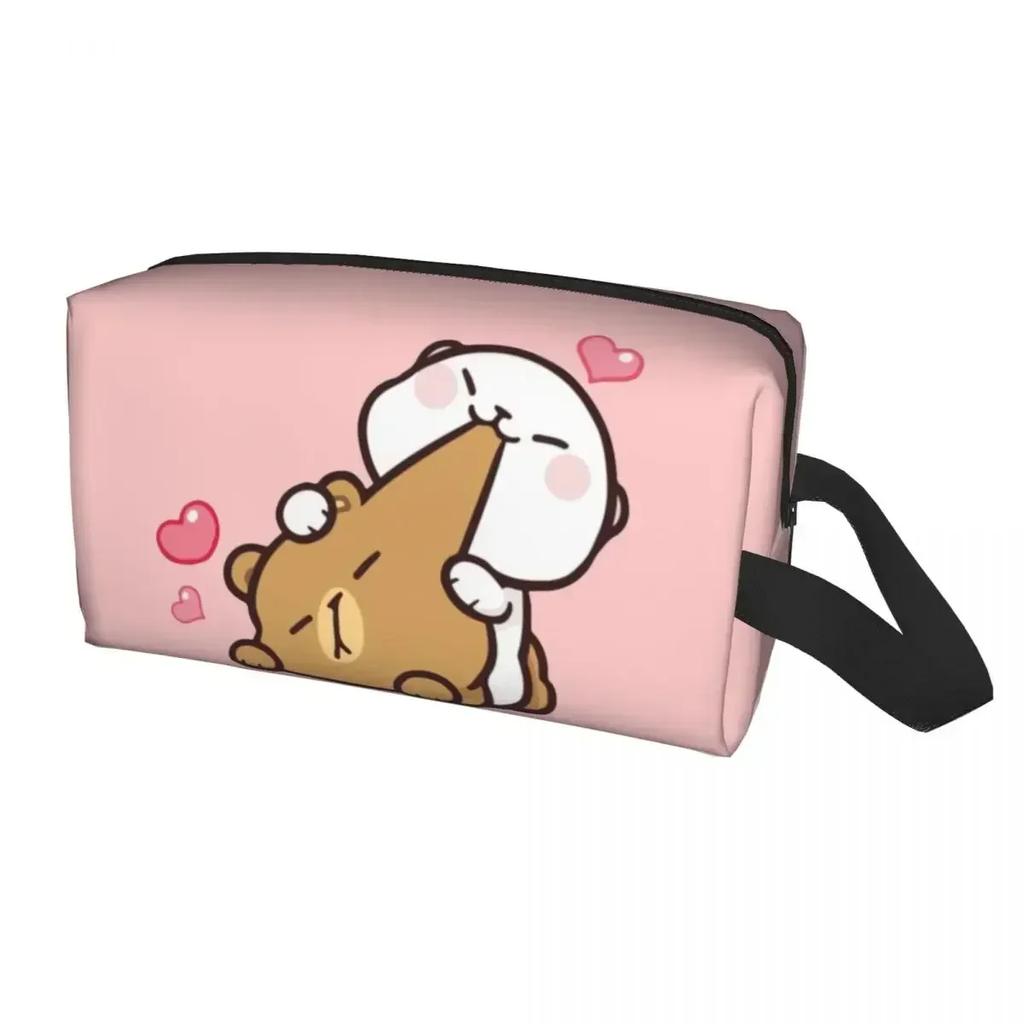 Peach And Goma Travel Cosmetic Bag for Women Kawaii Makeup Toiletry Organizer Lady Beauty Storage Dopp Kit