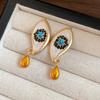 Zircon Devil's Eye Earrings Pleated Crystal Vintage Long Drop Earrings  Valentine's Day Gift