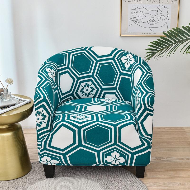 Elastic Full Package Semi-circular Bathtub Small Single Person Sofa Cover, Internet Cafe Coffee Shop Wine Room Print Cover