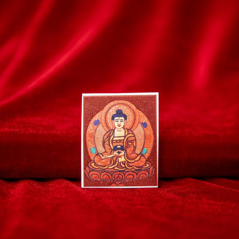 Tibetan Eight Protectors Cinnabar Mineral Sand Thangka Painting Core 4X5 - Birth Year Buddha
