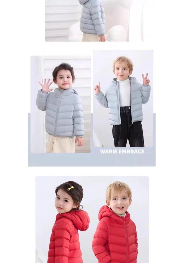 2025 Kids' Lightweight Hooded Down Jacket - White Duck Down for Boys & Girls