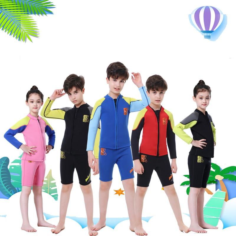 Children's 2.5MM Split Thermal Diving Suit Men Girls Long-sleeved Shorts Surfing Jellyfish R026