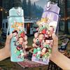 1PC Kids Group Gathering Cartoon 750ml Color Plastic Sports Water Bottle Leakproof Flip Straw Lid Suitable for Sports Office Home Use