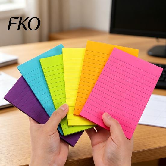 Reminder Stick Notes 6 Pcs Lined Notes, 6x4in Ruled Self-Stick Pads, 45 Sheets/Pad Colorful Sheet Adhesive Sticking Memo Pads for to Do List,