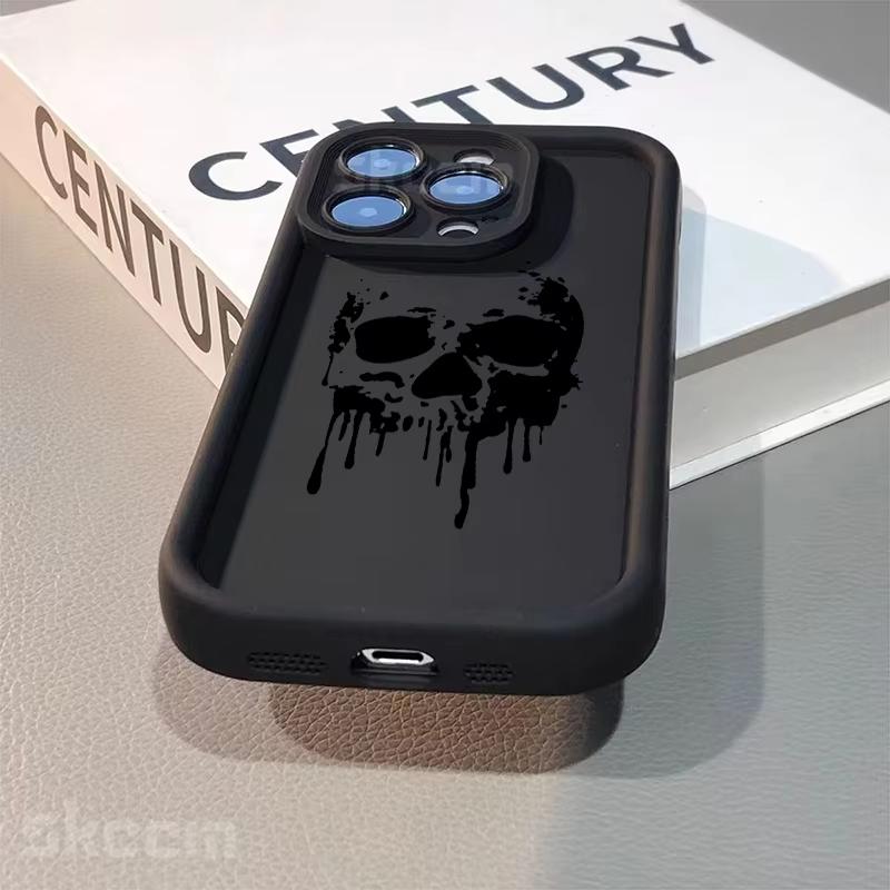 New Terror Black Skull Soft Silicone Phone Case For iPhone 16 15 14 13 12 11 Pro Max X XS XR 7 8 Plus Shockproof Bumper Cover
