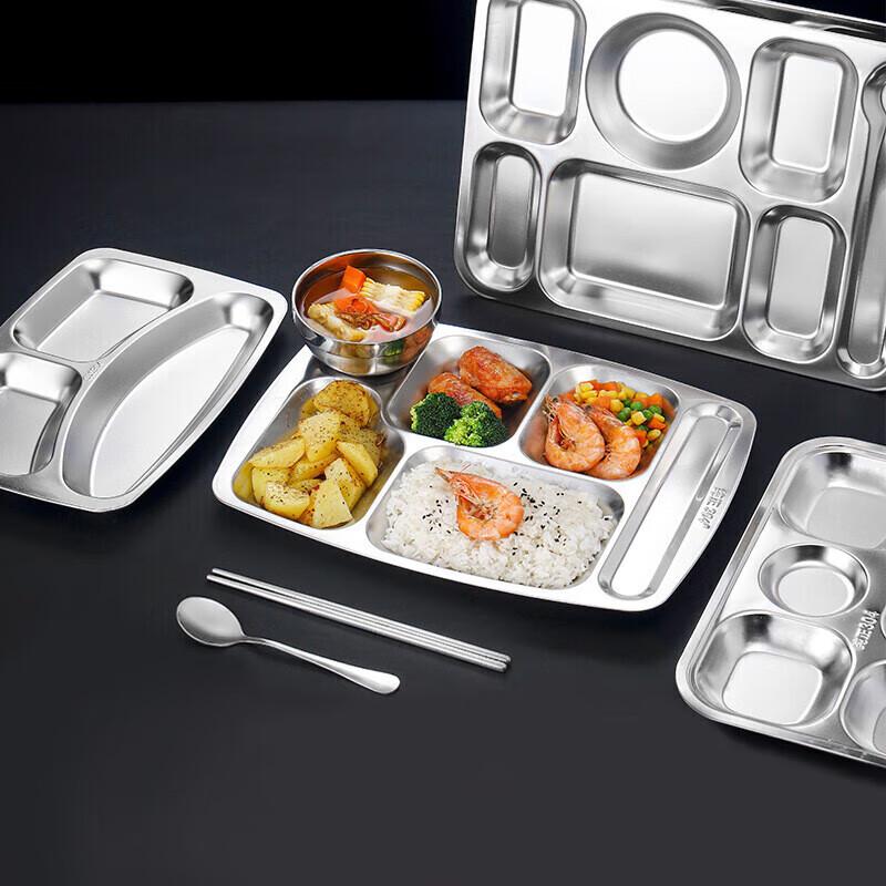 Huipu 304 Stainless Steel 5-Compartment Meal Plate Set