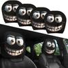 Holiday Themed Car Headrest Covers Big Eyed Cartoon Print For Christmas Halloween Travel Commuting Accessories